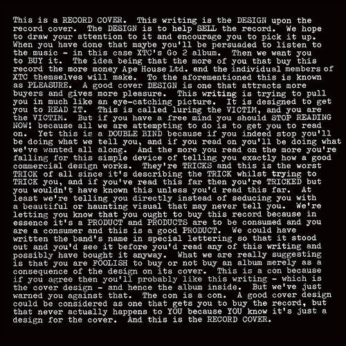 XTC: GO2 - 200gm Vinyl - VINYL