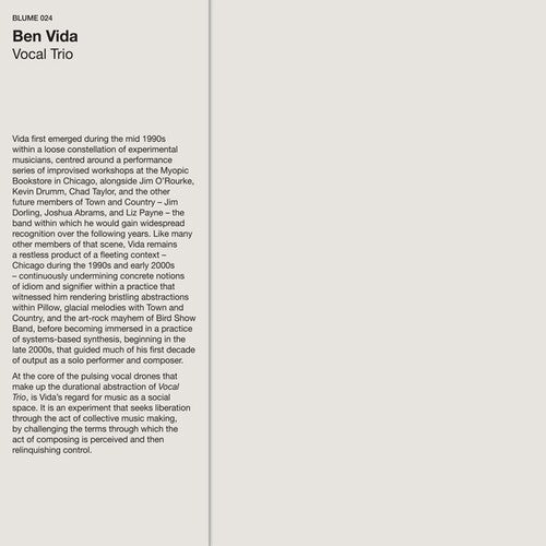 Ben Vida: Vocal Trio - VINYL